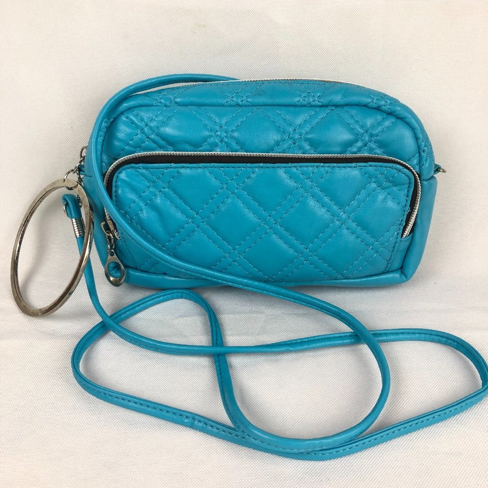 Far Nine Womens Turquoise Blue Quilted Mini Crossbody Bag